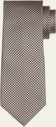 Tom Ford Mens Houndstooth Mulberry Silk Tie