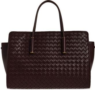 Bottega Veneta Small Barbara Intrecciato Leather Tote in 6149 Deep Mahogan-Brass V at Nordstrom