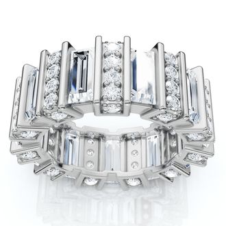 Pompeii3 6 Ct Emerald Cut Designer Wide Diamond Eternity Wedding Ring 14k Gold Lab Grown