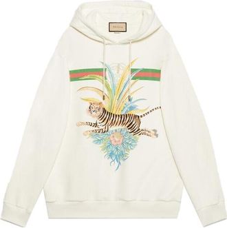 Gucci GUCCI TIGER Hooded Sweatshirt Ivory 623244-XJD3Z-9242