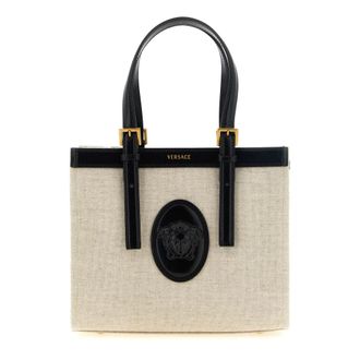 Versace Rivi&egrave;re Mini Canvas Tote - female - Versace - Shopping Bags - Beige - ONE SIZE - Bags