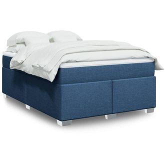 vidaXL Cama Box Spring Con Colch&oacute;n Tela Azul 140x200 Cm Vidaxl