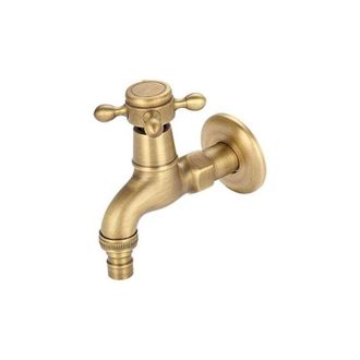 OEM Grifo Mural, Grifo Vintage De Lat&oacute;n Macizo, Grifo Monomando De Agua Fr&iacute;a Para Inodoro, Ba&ntilde;o, Jard&iacute;n, Lavadora (corto) -crezuo