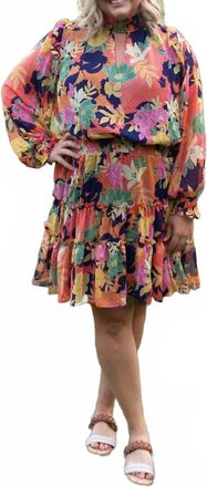Fate Garden Glimpse High Neck Mini Dress In Pink Multi