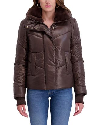 Kensie Mixed Quilt Puffer Jacket