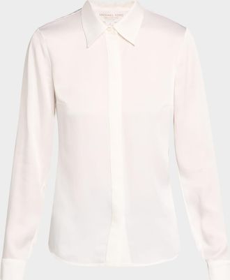 Michael Kors Hansen Charmeuse Button-Front Shirt