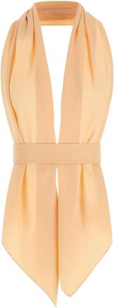 Alberta Ferretti Overhemden, Dames, Roze, M, Top met open rug en sjaaleffect