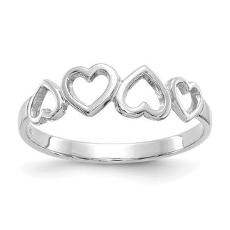 Diamond2Deal 14K White Gold Heart Ring