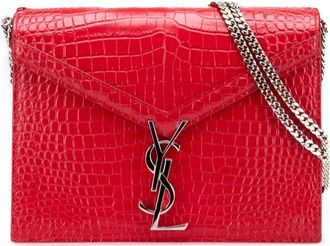 Saint Laurent Borsa a tracolla Cassandra in pelle goffrata effetto coccodrillo con monogramma 2019 - Rosso
