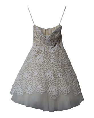 Oscar De La Renta Oscar De La Renta Huwelijks Laser Cut Korte Ballon Tulle Jurk in Witte Nylon Polyester