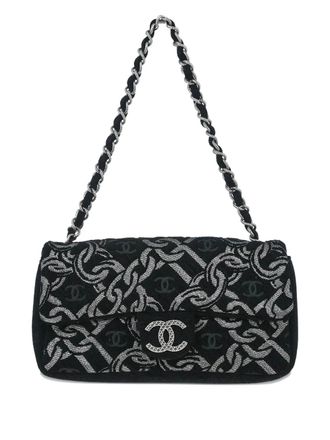 Chanel 2005-2006 chain-print shoulder bag - Black