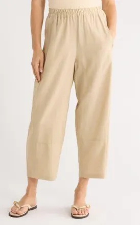 Max Studio Crop Linen Blend Barrel Leg Pants in Safari at Nordstrom Rack, Size X-Small