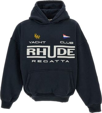 Rhude Dark Blue Cotton Loose Fit Hoodie