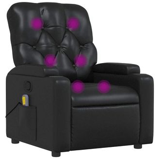 vidaXL Sill&oacute;n De Masaje Reclinable Cuero Sint&eacute;tico Negro Vidaxl