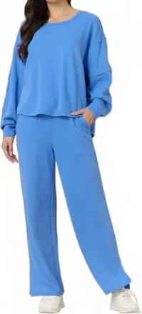 Vintage Havana Comfort Cord Crew Sweater In Marine Blue