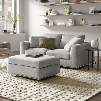 Castlery Performance Fabric Loveseat with Removable Covers and Storage Ottoman - Grey | Hamilton by Castlery