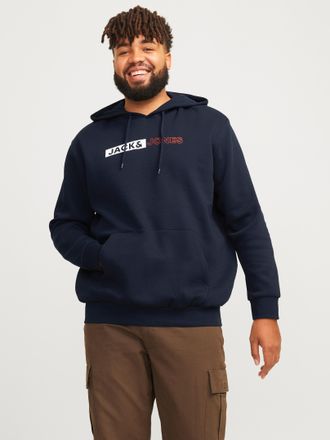 Jack & Jones Plus Size Hoodie JJECORP LOGO SWEAT HOOD PLAY NOOS PLS, Herren, Gr. 5XL, blau (navy blazer), Sweatware, Obermaterial: 70% Baumwolle, 30% Polyester, JACK & JONES
