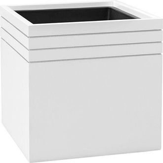 Baq Grosser In-/Outdoor Blumentopf Line-Up Cube 48 x 48 cm - Weiss Matt