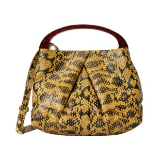 Dries Van Noten Tassen, Dames, Geel, ONE Size, Leer, Gestructureerde Leren Handtas