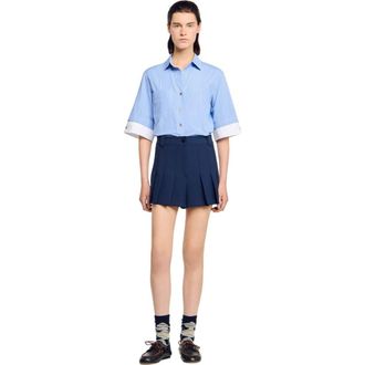 Sandro Tailored pleated shorts in Navy Blue at Nordstrom, Size 40 Eu