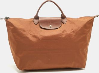 Longchamp Brown Nylon Le Pliage Travel Tote