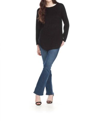 Papillon Long Sleeve Sweater With Zip Side In Black