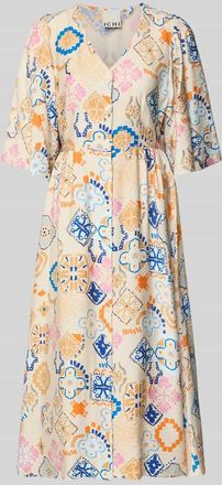 Ichi Tunikakleid aus Viskose-Mix mit V-Ausschnitt Modell LANCIE in Offwhite, Gr&ouml;&szlig;e 34