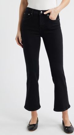 Madewell The Stretch Flare Crop Jeans in Black Rinse Wash at Nordstrom, Size 31