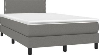 vidaXL Vidaxl - Cama Box Spring Con Colch&oacute;n Y Led Tela Gris Oscuro 120x200 Cm