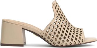 Kazar Stijlvolle muiltjes met mesh-uitsparingen - Dames - Muiltjes - Beige - 36 1/2 EU - Leer - Schoenen