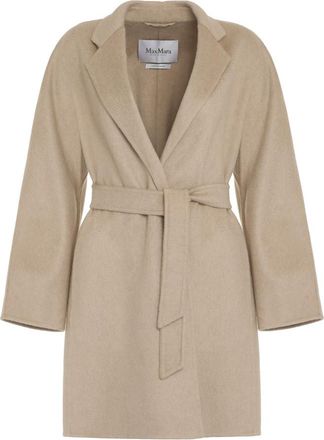 Max Mara Beige Notch Lapel Belted Coat