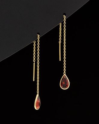 Italian Gold, Inc 14K Italian Gold Garnet Threader Earrings