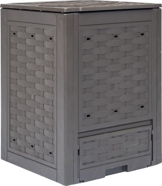 vidaXL Compostador De Jard&iacute;n Marr&oacute;n Pl&aacute;stico Rat&aacute;n 60x60x83 Cm 300 L Vidaxl