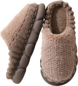 Generic Slippers Women Cozy Womens Winter Indoor Shoes With Thick Sole Soft Fleece Comfortable Home Footwear For Ladies Large Size Anti Slip Cozy House Slippe