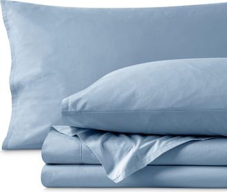 Bare Home 100% Organic Cotton Percale Cooling Sheet Set in Dusty Blue at Nordstrom, Size Twin Xl