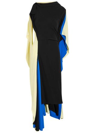 Loewe Colour-blocked Asymmetric Cady Midi Dress - Black - 36 (UK8 / S)