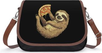 Generic Sloth And Pizza Fashion Womens Crossbody Bags Novelty Handbag Shoulder Bag Purse