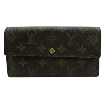 Louis Vuitton Monogram Brown Leather Long Wallet (Bi-Fold) (Pre-Owned)
