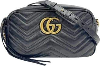 Gucci Pre-owned GG Marmont Schoudertas - Dames - Vintage Schoudertas - Zwart - ONE Size - Leer - Vintage