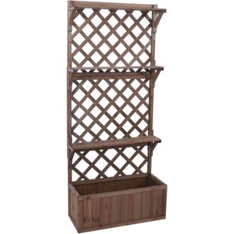 Hhg Maceta Elevada Hhg-661, Jardinera/maceta, Espaldera, Rejilla, Superficie De Apoyo, Madera, Mvg 177 X 77 X 33 Cm, Marr&oacute;n
