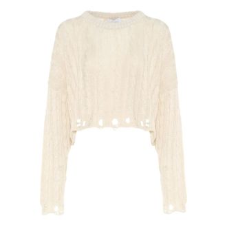 SoAllure Round-neck Knitwear, female, Beige, Size: L Cable-Knit Pullover
