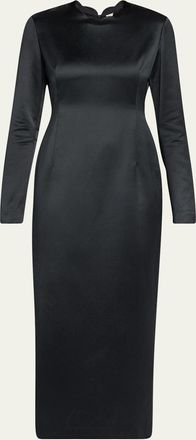The Row Mitzi Long-Sleeve Silk Satin Dress