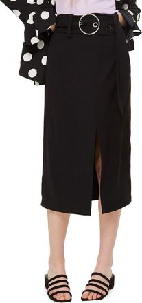 Topshop Ring Buckle Midi Skirt in Black Multi at Nordstrom, Size 2 Us