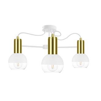 Netlighting Arne Multi Arm Semi Flush Ceiling Light White Gold 60cm 3x E27