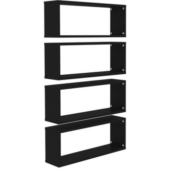 vidaXL Vidaxl - Estante Cubo De Pared 4 Uds Contrachapado Negro 60x15x23 Cm