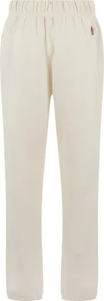 Moncler Womens High-Waisted Track Trousers Cream Polyester Pants