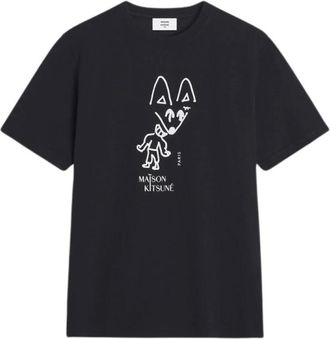 Maison Kitsuné Tops, Heren, Zwart, XL, T-Shirt MK H25