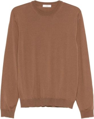 Zanone Round-neck Knitwear, male, Brown, Size: XL Round Neck Sweater