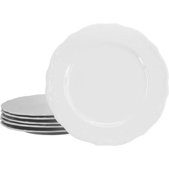 Elama Henryi 6 Piece 10.6 Inch Porcelain Dinner Plate Set in White at Nordstrom