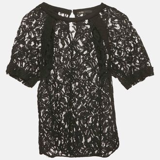 Sandro Black Lace Sheer Top